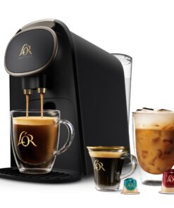 L'OR Barista System Coffee and Espresso Machine Combo by Philips, Premium Champagne Metallic Accents, Matte Black