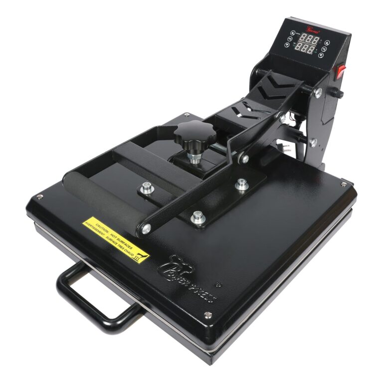 PowerPress Industrial-Quality Digital Sublimation Heat Press Machine for T Shirt, 15x15 Inch, Black
