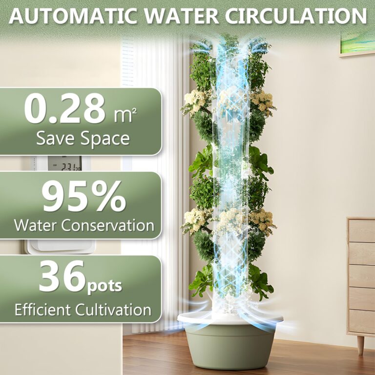 vhdurike 20/28/36 Pots Hydroponic Tower, Aeroponic Tower Garden System with Tank, Hydroponics Growing System Kit for Home Indoor Gardening System,9 Layers - Image 5