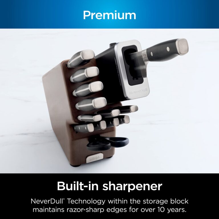 Ninja K52013 Foodi NeverDull Premium 13 Piece German Stainless Steel Wood Series Knife System with Built-in Sharpener, Walnut Stain/Black - Image 7