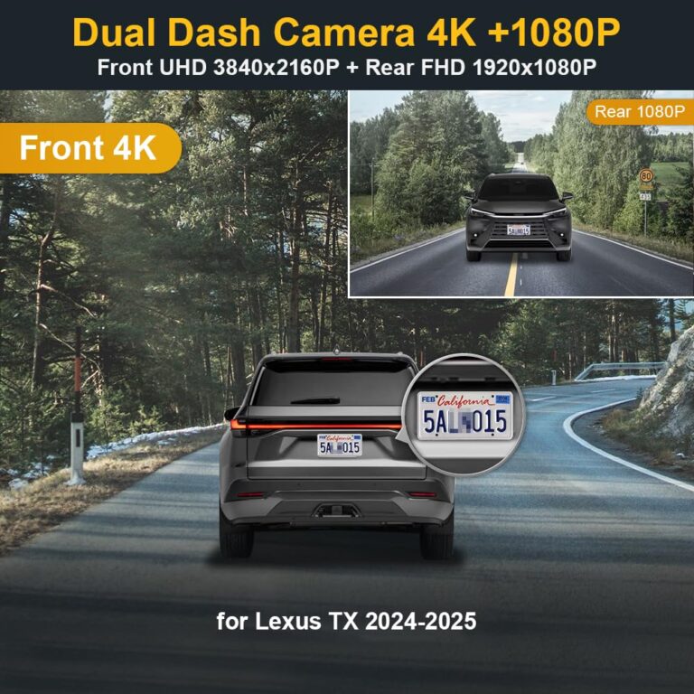 Fitcamx Front 4K+Rear 1080P Dash Cam for 2024-2025 Lexus TX 350 TX 500h Premium Luxury F Sport, Factory OEM Style, 2 Way HD Video, Built-in WiFi&APP, Loop Recording, G-Sensor, Easy to Use, 128GB Card - Image 7