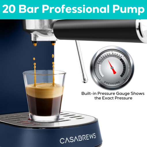 CASABREWS Espresso Machine 20 Bar, Professional Espresso Maker with Milk Frother Steam Wand, Espresso Coffee Machine with 34oz Removable Water Tank, Sapphire Blue - Image 7