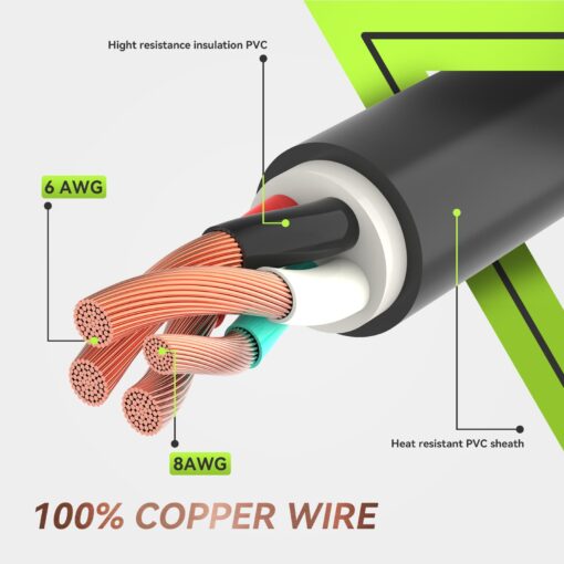 RVMATE 50 Amp 50 Feet RV Lockable Power Extension Cord, Easy Plug in Handle, 14-50P to SS 2-50R with LED Indicator, ETL Listed - Image 5