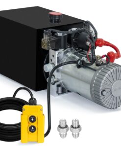 DC HOUSE Hydraulic Power Unit 15 Quart Double Acting Hydraulic Pump DC 12V Power Unit Metal Reservoir for Dump Trailer Car Lifting