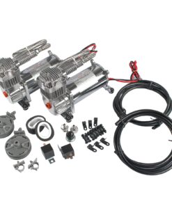 DICMIC 12V 444C 200 PSI Dual Value Pack Chrome Air Compressor for Auto/Motorcycle