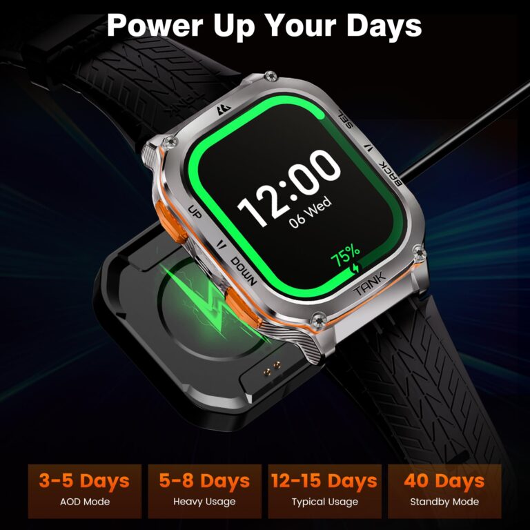 KOSPET Tank M3 Ultra Smart Watch with GPS, 5ATM Waterproof, Compass, Altitude, Air Pressure, Extra Large Battery, Full Stainless Steel, Bluetooth Call, 1.96'' AMOLED Always-on Display, AI Voice - Image 3