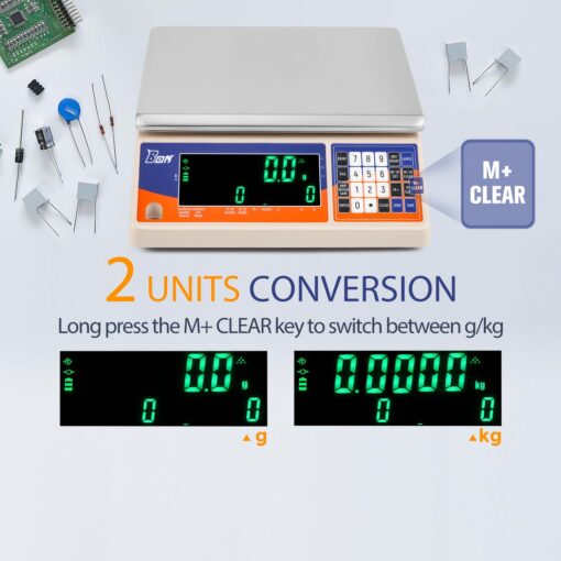Bonvoisin Industrial Counting Weight Scale kg/g Electronic Digital Inventory Counting Scale for Small Parts Coins Piece with Data Cable(30kg, 0.1g) - Image 6