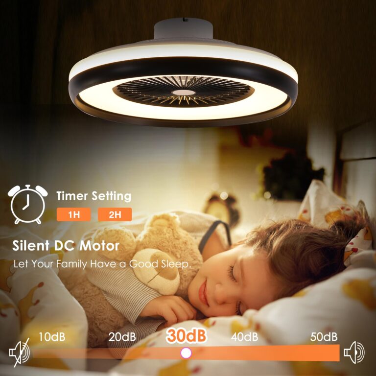 HUMHOLD 24" Bladeless Ceiling Fan with RGB Light Remote, Smart LED Ceiling Fans with Voice/App Control, Modern Low Profile Dimmable Light Ceiling Fan for Bedroom Living Room Black - Image 2