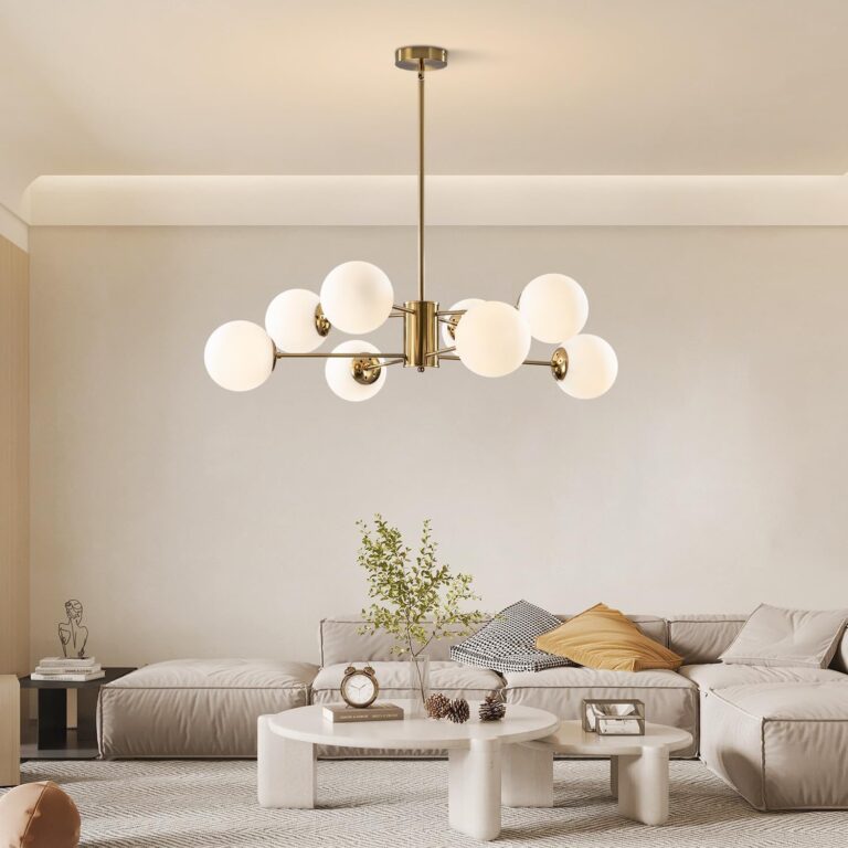KCO Lighting 8-Light Glass Sputnik Chandelier Light Modern Gold Chandeliers Pendant Light Fixture Vintage Globe Ball Ceiling Flush Mount Light Fixture Kitchen Island - Image 6