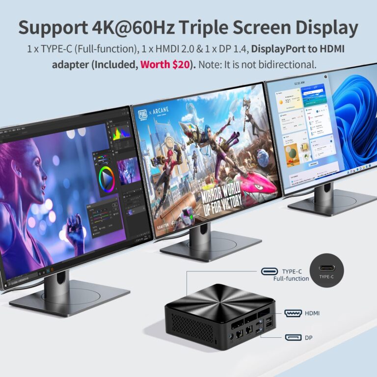 Mini PC, 13th Twin Lake N150 (Beat N100/N95, up to 3.6GHz), 16GB DDR4 RAM 512GB M.2 SSD Dual LAN, Mini Desktop Computers Windows 11, 4K Triple Display, Type-C/WiFi 6/BT5.2/Micro PC for Home Office - Image 8
