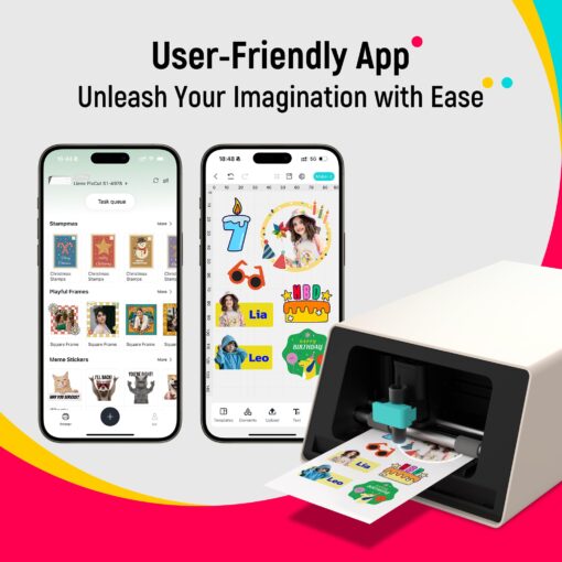 Liene PixCut S1 Photo Sticker Printer Creator Pack - All-in-One Sticker Maker Machine for DIY Crafts, Custom Labels & Gifts, Thermal Dye-Sublimation, 300 DPI Prints, Precise AI Auto-Cutting - Image 2