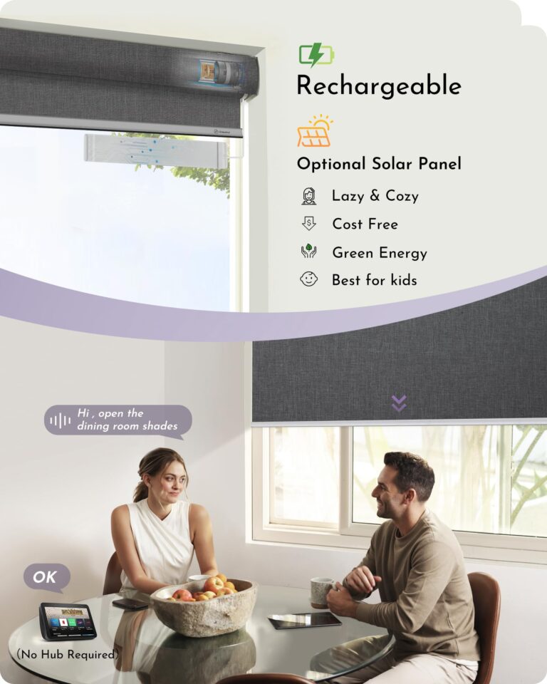 Graywind Motorized Roller Shades Work with Alexa Google Smart Blackout Shades with Remote Insulated Triple Weaved Fabric Window Blinds with Valance for Smart Home Office, Customized Size (Dark Grey) - Image 6