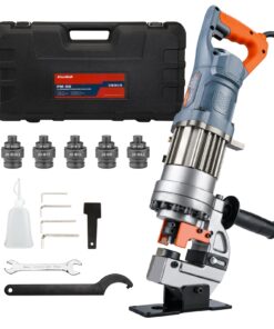 CENTALL 1300W Electric Hydraulic Hole Puncher Φ1/4"-4/5" Hydraulic Punching Machine Punching Tool with 5 Dies for Iron Copper Aluminum Plate Angle Steel PM20 (Orange+Grey)