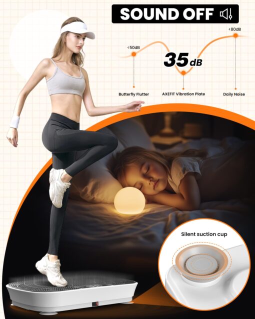 AXEFIT Vibration Plate Exercise Machine - Bluetooth Music & 400LBS Capacity Vibration Plate for Lymphatic Drainage & Weight Loss with 99 Speed Levels, Whole Body Vibration Plate for Home Fitness - Image 5