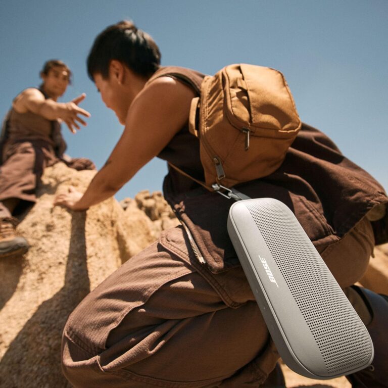 Bose New SoundLink Flex Portable Bluetooth Speaker (2nd Gen), Outdoor Speaker with Hi-Fi Audio, Up to 12 Hours Battery, Waterproof and Dustproof, with Slinger Hard Travel Case & USB Plug (Sandstone) - Image 7