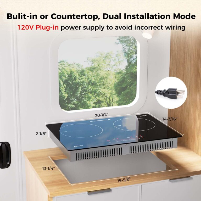 FOGATTI Double Induction Cooktop, Electric Induction Stove for RV, Built-in Countertop Burner with Touch Sensors, 9-Level Power, Pan Detection, 0-99 Min Timer, Child Lock, Shared 1800W - Image 5