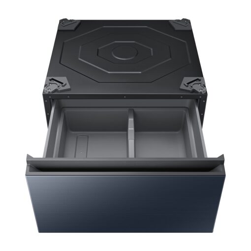 SAMSUNG 27-Inch Bespoke Front Load Washer Dryer Pedestal Stand w/ Pull Out Laundry Storage Drawer, WE502ND, Brushed Navy - Image 8