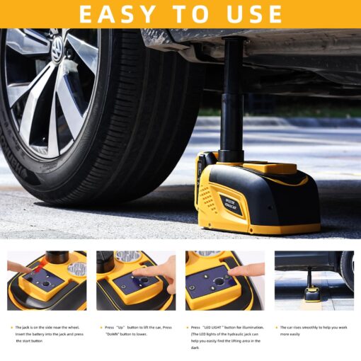 TYAYT Electric Car Jack 18V 5 Ton Cordless Electric Car Hydraulic Jack with Impact Wrench Battery Powered Portable Tire Change Kit with Cordless Remote Control for SUV Sedans - Image 6