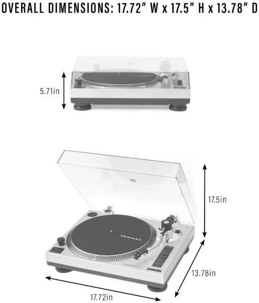 Crosley C100BT-CP Belt-Drive Bluetooth Turntable Record Player with Adjustable Counterweight, Champagne - Image 15