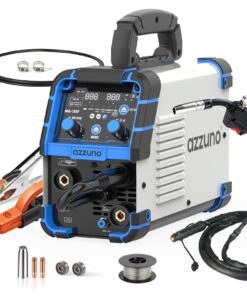 AZZUNO Aluminum MIG Welder 155Amp, Dual Vlotage 110V/220V 5-in-1 Welder Machine Gasless MIG/Gas MAG/Aluminum MIG/Stick/Lift TIG Welding, Multiprocess Welding Machine
