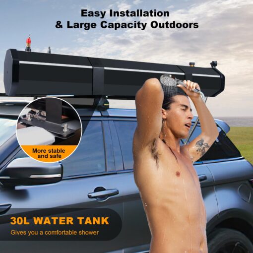 Pressurized Water Tank,Roof Rack Shower Solar Car Shower,7.9 Gal/30L,Roof Rack Water Tank Off-Road Vehicles,Pick-Up Trucks,SUV,Mounts to Roof Racks - Image 5