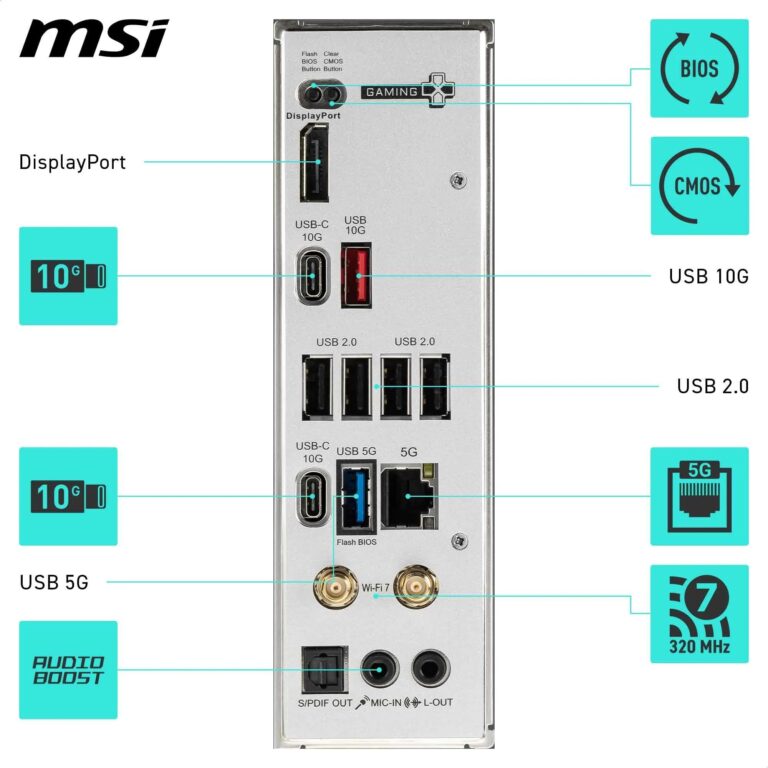 MSI B850 GAMING PLUS WIFI Motherboard, ATX - Supports AMD Ryzen 9000/8000 / 7000 Processors, AM5 - DDR5 Memory Boost 8200+ MT/s (OC), PCIe 5.0 x16 & 4.0 x16, M.2 Gen5, Wi-Fi 7, 5G LAN - Image 3
