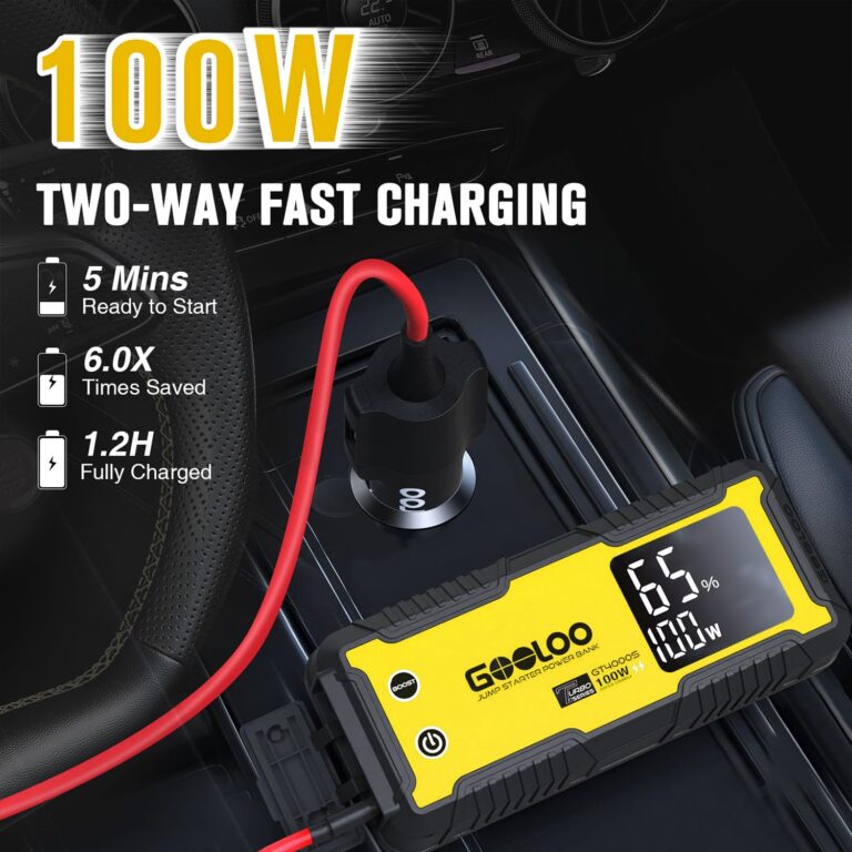 GOOLOO GT4000S Jump Starter 4000A Car Jumper Starter (Up to 10L Diesel 12L Gas Engines), 100W Fast-Charging Lithium Jump Box, SuperSafe Portable Car Battery Charger Power Bank for 12V Vehicles, Yellow - Image 7