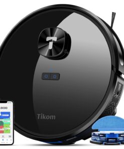Tikom Robot Vacuum and Mop Combo with LiDAR Navigation, L9000 Robotic Vacuum Cleaner with 4000Pa Suction,150Min Max, 14 No-Go Zones, Smart Mapping, Good for Pet Hair, Carpet, Hard Floor(Dark Black)