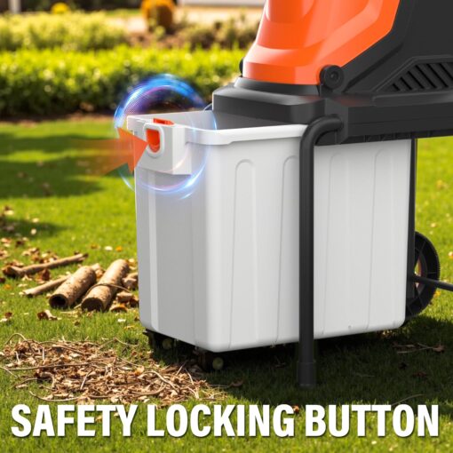 MAXLANDER 15-Amp Electric Wood Chipper, Shredder Mulcher with 50L Collecting Bin, 1.8-Inch Cutting Diameter for Mulching, Composting and Yard Cleanup 15:1 Reduction - Image 3