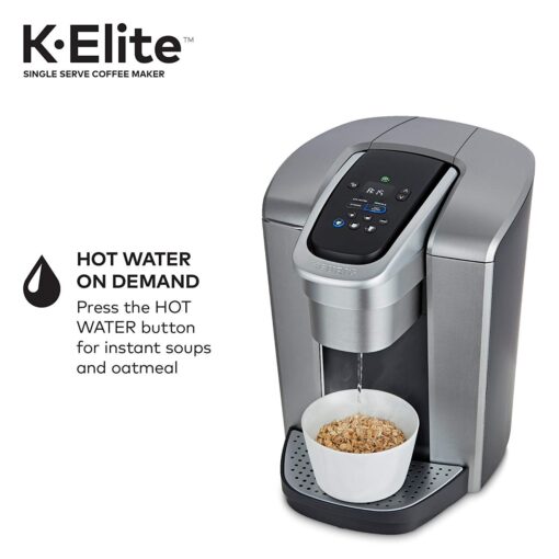 Keurig C K-Elite Maker, Single Serve K-Cup Pod Brewer, With Iced Coffee Capability, Brushed Silver Plus Extra Filter Included, 75oz - Image 2