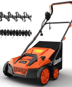 MAXLANDER 15” 13 Amp Electric Dethatcher and Scarifier, 2-in-1 Lawn Dethatcher with 5-Position Depth Adjustment, 45L Removable Collection Bag, Airboost Technology Increases Lawn Health