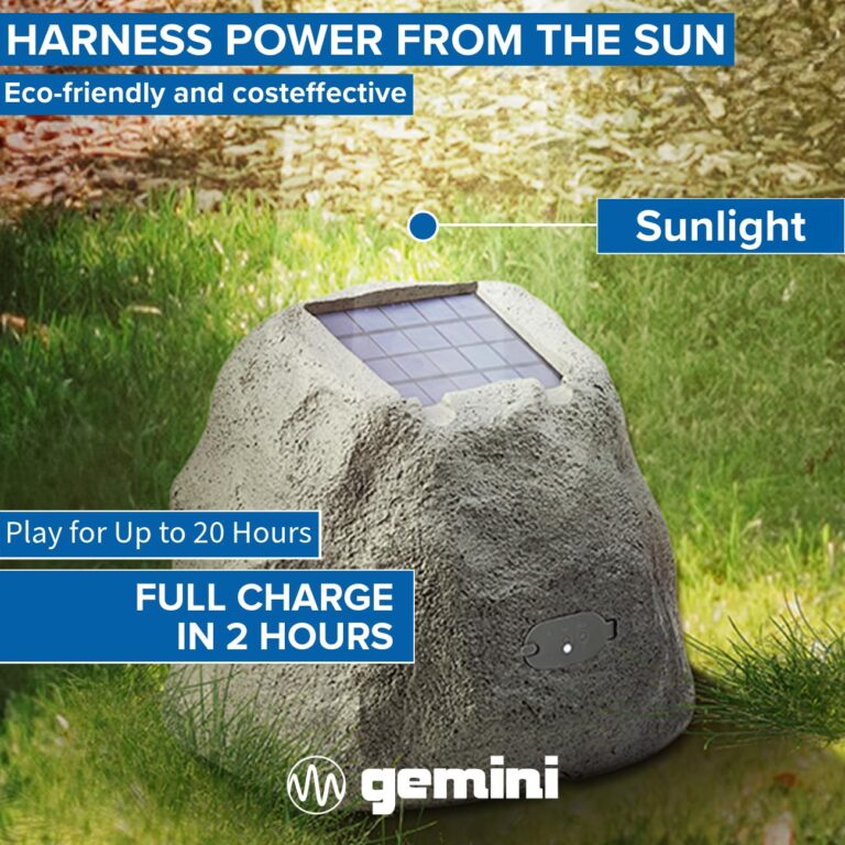 Gemini Sound GHRK-500LTMS-PR: Portable Solar-Powered Bluetooth Rock Speakers Pair with Multi-Link, Weather-Resistant Design for Outdoor Entertainment, Wireless Connectivity, and Ambient LED Lighting - Image 7