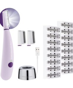 Michael Todd Beauty Sonicsmooth Pro+ Dermaplane Razor for Women Face + Eyebrow trimmer Dermaplaning System w/LED Light Peach Fuzz Remover -16 Dermaplaning Blades & 2 Microsmooth Microdermabrasion Tips