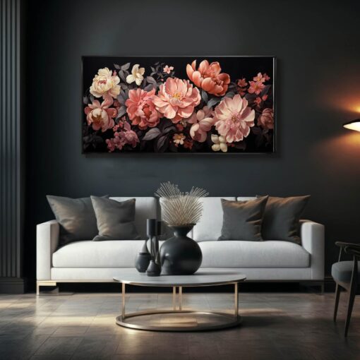 Flower Wall Decor Pink and White Botanical Painting Home Decor Aesthetic Framed Artwork for Living Room Bedroom Office Room Decor 24"x 48" - Image 6