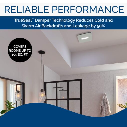 Broan-NuTone AE110LK Ventilation Fan with LED CleanCover and Roomside Installation, ENERGY STAR Certified, 110 CFM, 1.0 Sones, White - Image 4
