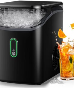 Silonn Nugget Ice Maker Countertop, Pebble Ice Maker with Soft Chewable Ice, One-Click Operation Ice Machine with Self-Cleaning, 34lbs/24H for Home,Kitchen,Office