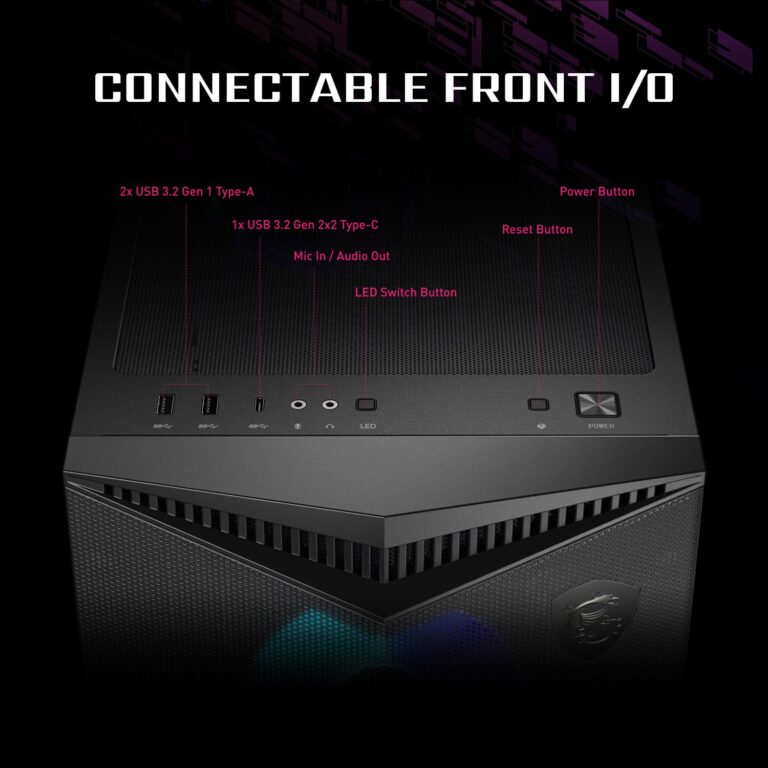 MSI MPG GUNGNIR 300R Airflow - Premium Mid-Tower Gaming PC Case - Tempered Glass Side Panel - ARGB 120mm Fans - Liquid Cooling Support up to 360mm Radiator - Vented Front Panel - Image 2