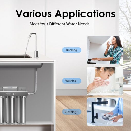 Waterdrop TST-UF 0.01μm Ultra-Filtration Under Sink Water Filter, Stainless Steel Water Filter for Sink, 5X Service Life, 99.99% of Contaminants Larger Than 0.01μm, Direct Connect to Kitchen Faucet - Image 3