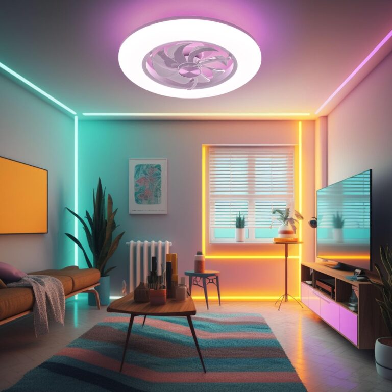 Orison Ceiling Fan with Light- 22.4 in Smart Low Profile Ceiling Fans with Alexa/Google Assistant/App Control 6 Speed Color Changing Ceiling Fan LED-RGB Back Ambient Light - Image 2