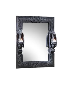 Design Toscano Thorne Twin Sentinal Dragons Gothic Decor Wall Mirror Sculpture with Candle Holders, 19 Inches Wide, 5 Inches Deep, 23 Inches High, Gray Stone Finish