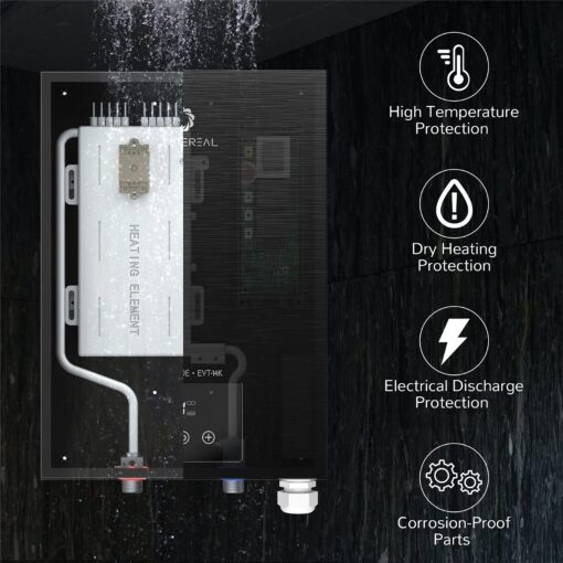Airthereal Electric Tankless Water Heater 14kW, 240Volts - Endless On-Demand Hot Water - Self Modulates to Save Energy Use - Small Enough to Install Anywhere - for 1 Shower, Evening Tide series - Image 8