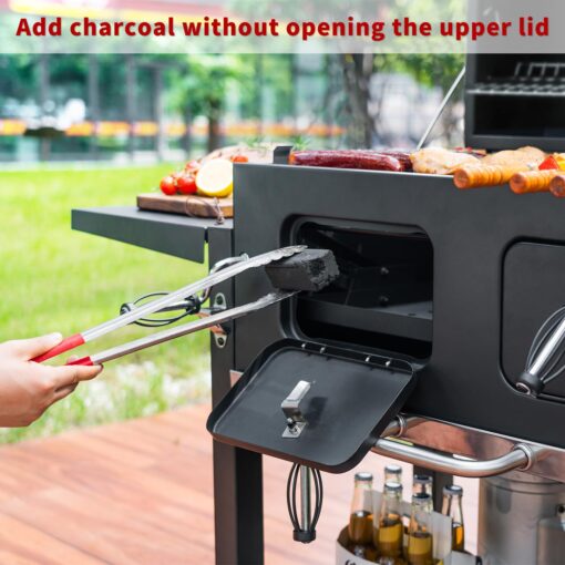 Charcoal Grill Outdoor BBQ Grill, Extra Large Cooking Area 794 Square Inches with Two Individual & Adjustable Charcoal Tray, Foldable Side Tables for Outdoor Cooking Backyard Camping Picnics By DNKMOR - Image 5
