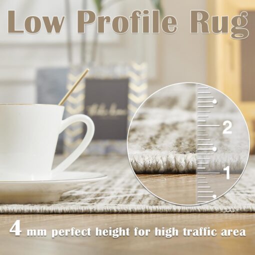 jinchan Moroccan 8x10 Area Rugs for Living Room - Machine Washable Modern Geometric Stain Resistant Ultra-Thin Low-Pile Large Rug Non-Slip Carpet for Bedroom Kitchen Dining Room (8x10ft,Taupe) - Image 3