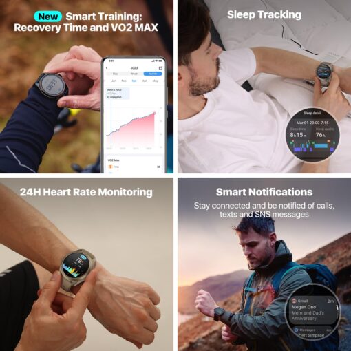 Ticwatch Pro 5 Android Smartwatch for Men Snapdragon W5+ Gen 1 Wear OS Smart Watch 80 Hrs Long Battery Life Health Fitness Tracking 5ATM Water Resistance Compass Android Only Compatible, Sandstone - Image 5