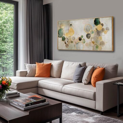 YJYart Green Wall Decor Abstract Wall Art for Living Room Gold Wall Decorations Circle Poster Pictures for Home Kitchen Office 24”x48” - Image 7