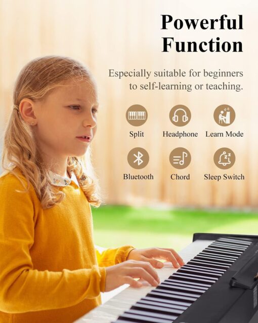 Eastar EP-10 Beginner Foldable Digital Piano 88 Key Full Size Semi Weighted Keyboard, Bluetooth Portable Electric Piano with Piano Bag - Image 8