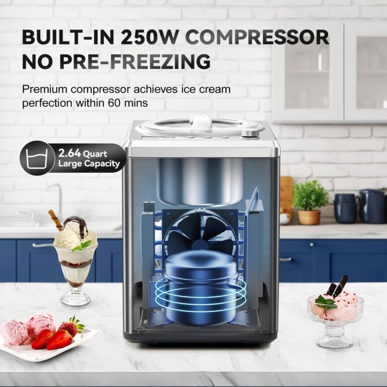 COUPLUX 2.65 Qt Ice Cream Maker, Largest Capacity & Fast Freezing Ice Cream Machine with Built in Compressor Easy Operate & Clean Ice Cream Maker Machine with All Stainless Steel, LCD Digital Display - Image 9