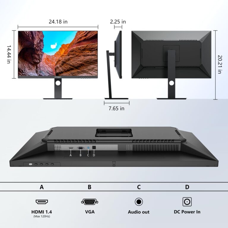 INNOCN 27" Monitor 120Hz FHD 1920 x 1080p IPS PC Computer Desktop Gaming Display Built-in Speaker, Eyes Care, Height/Pivot Adjustable, HDMI, VGA, VESA Mountable - Black, 27D1FR - Image 2