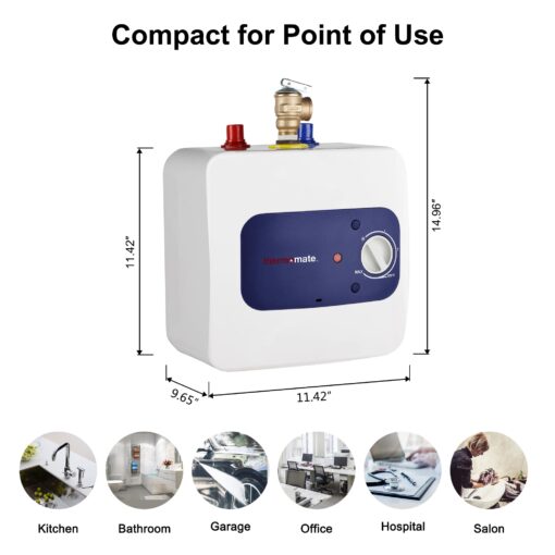thermomate Mini Tank Water Heater Electric, 1.32 Gallons Small Under Sink Water Heater for Point of Use Instant Hot Water 110V 120V, Wall or Floor Mounted, UL Listed ES150 - Image 6