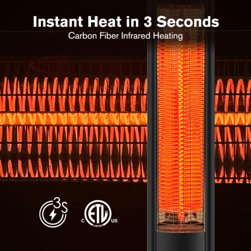 ThermoMate Outdoor Indoor Electric Patio Heater, 1500W 38.5" Portable Tower Infrared Heaer, IP55 Rated Space Radiant Heater with Remote, Timer, Tip-over Protection for Backyard, Restaurant & Garage - Image 3